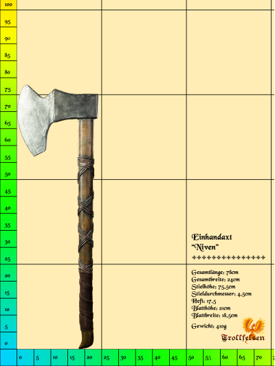 Niven LARP Axt Einhand Trollfelsen Maße Niven LARP Axt Einhand Trollfelsen Maße